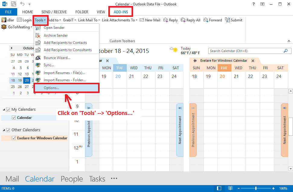 Setup Calendar 'Auto-Sync' (Outlook 2013)