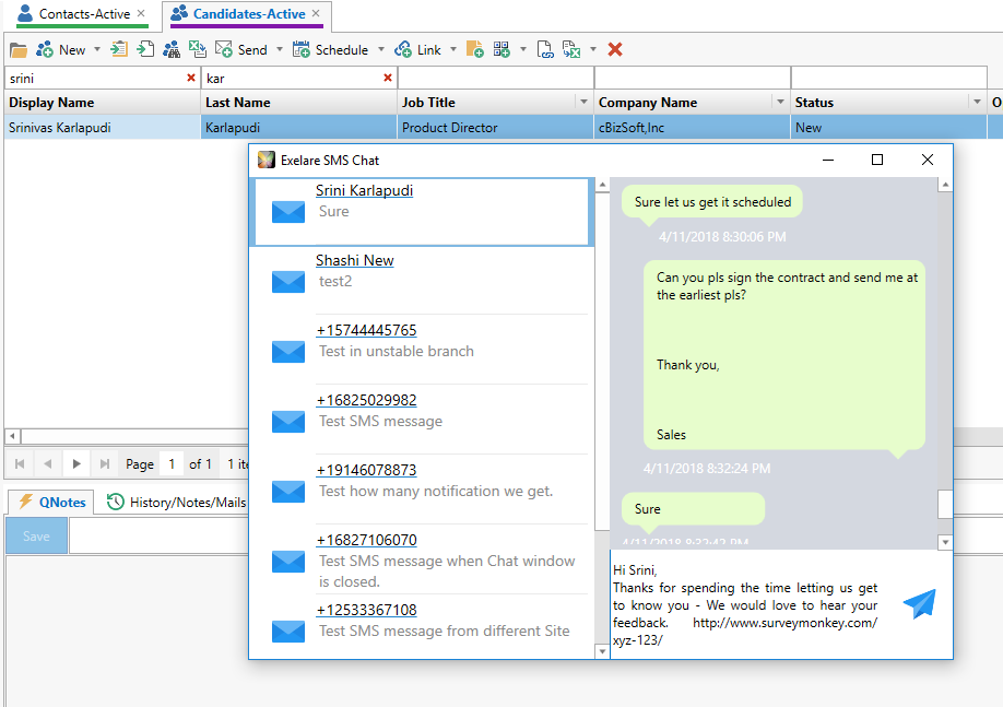 Send & Receive SMS/Text messages in Exelare - using RingCentral