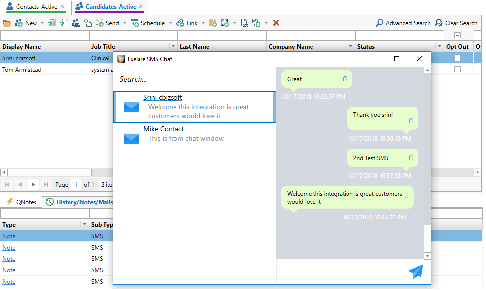 Send & Receive SMS/Text messages in Exelare - using RingCentral