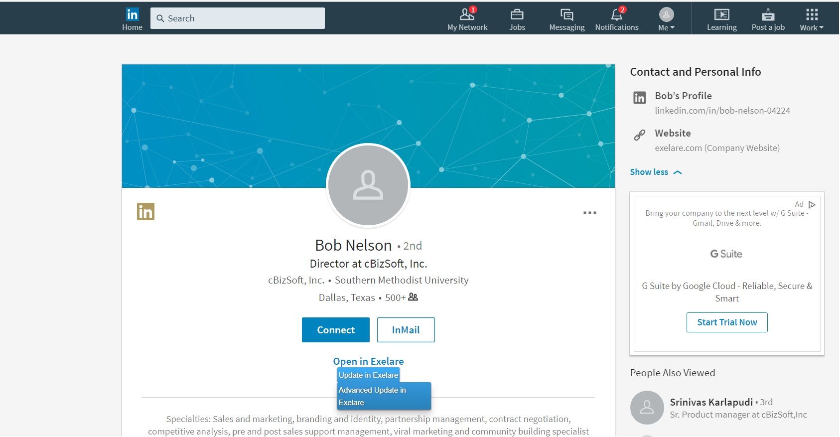 Installing the LinkedIn Chrome Extension "Exelare LinkedIn Integration"