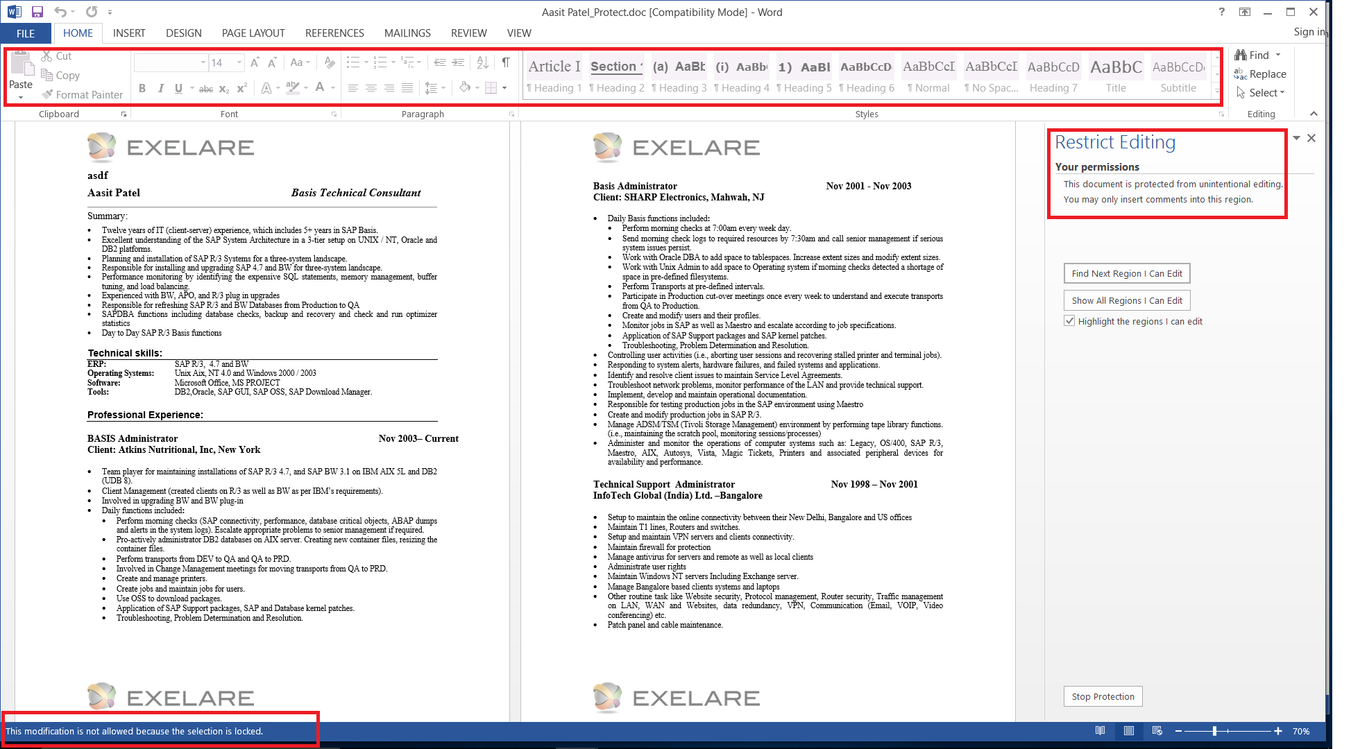 Protect Resume Branding