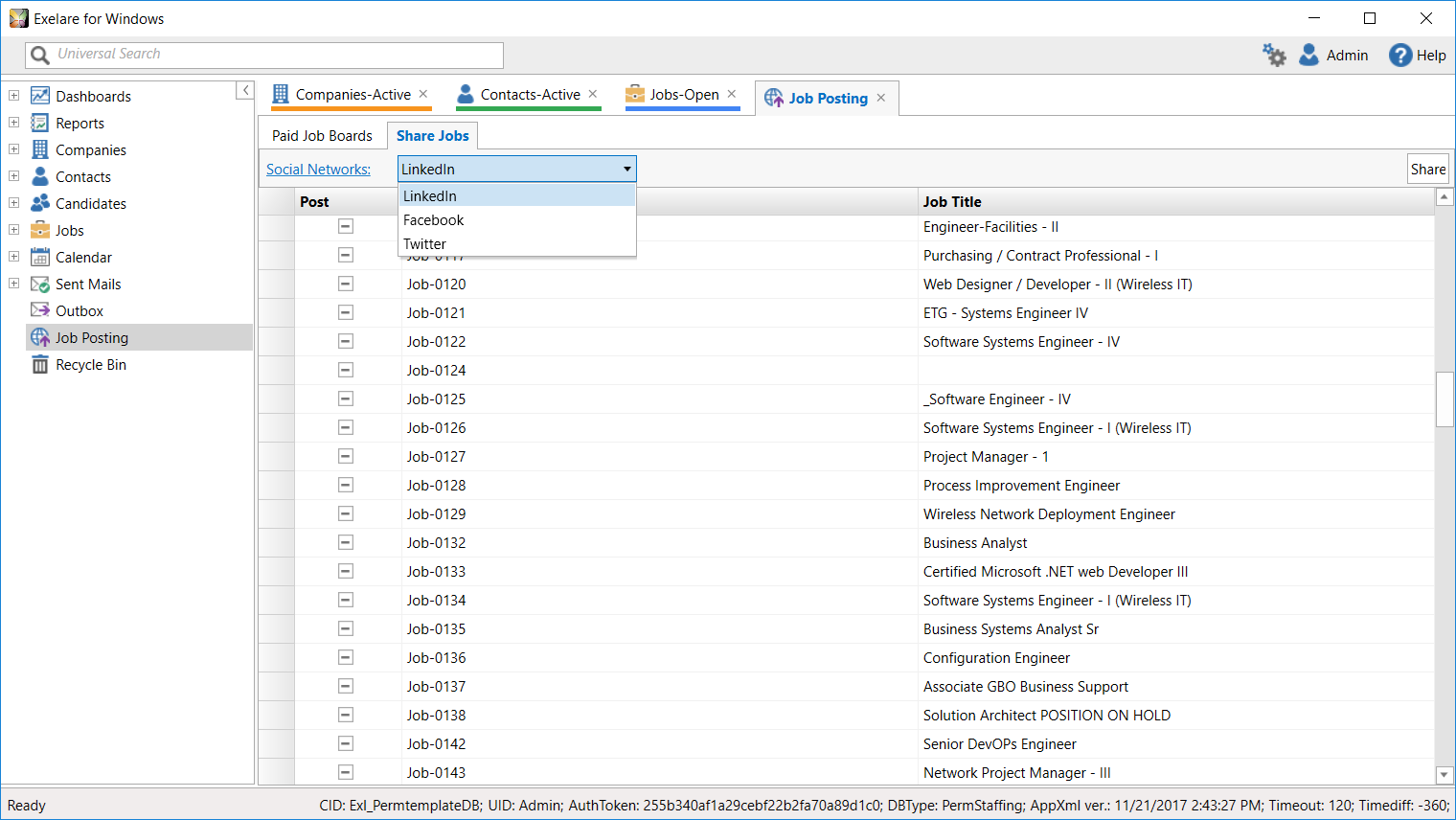 Exelare 'Share' - Facebook, Twitter & LinkedIn Integrations