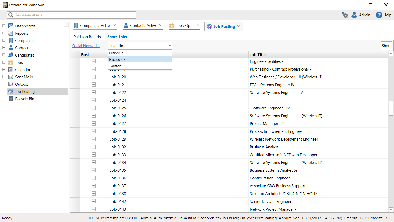 Exelare 'Share' - Facebook, Twitter & LinkedIn Integrations