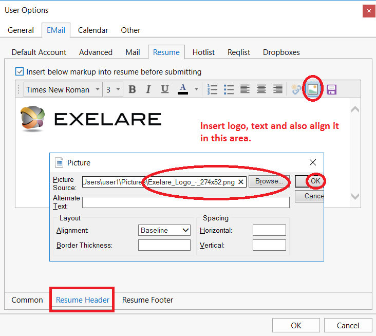 Resume Branding - Automatically Insert Header & Footers into Outgoing Resume Submissions