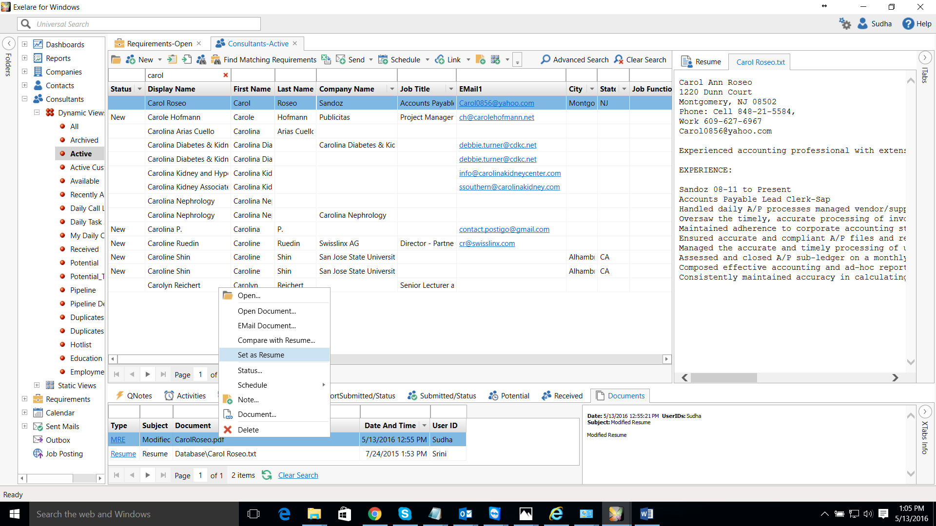 Set Document as 'Default' Resume